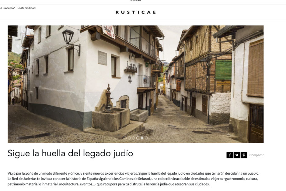 Descubrir Sefarad y alojarse en hoteles con encanto. Colaboración Red de Juderías de España y Rusticae